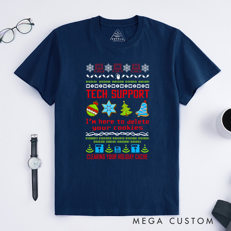 Personalized Tech Support Christmas T-Shirt Programmer Computer Technology Lovers Shirt Christmas Gift for Geek Nerd