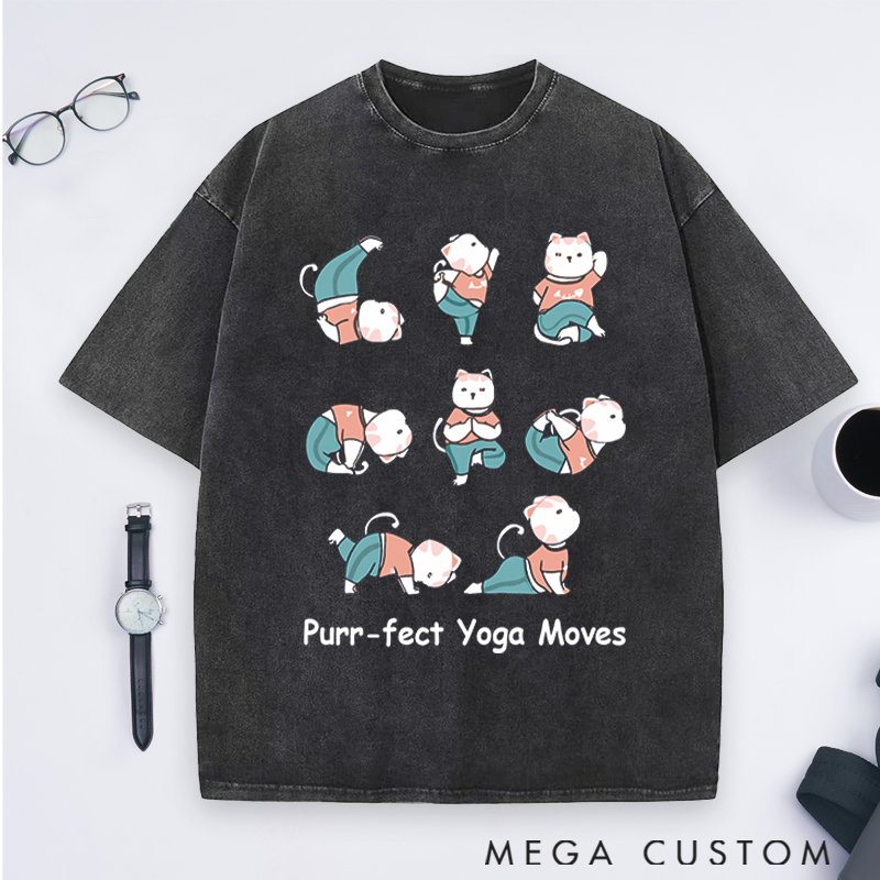 Personalized Yoga T-Shirt with Cute Cat Yoga Pose Design Perfect Gift for Yoga Lover and Cat Lover