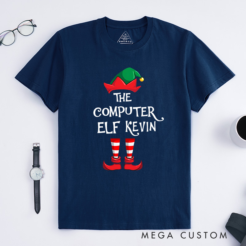 Personalized the Computer Elf Christmas T-Shirt Programmer Technology Lovers Shirt Christmas Gift for Geek