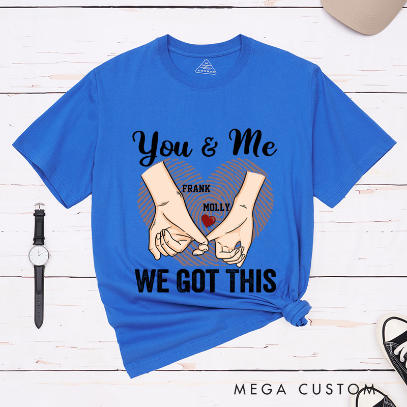 Personalized You and Me We Got This Couple Heart Fingerprint Matching T-Shirt 