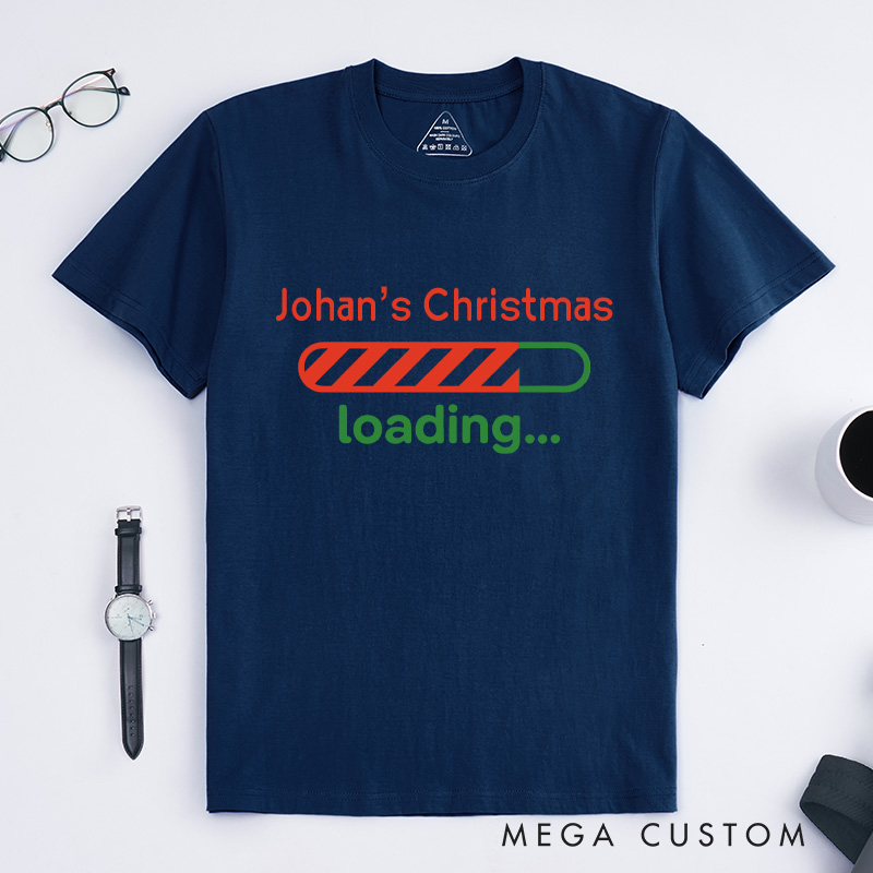 Personalized Funny Christmas Loading Bar T-Shirt Computer Technology Lovers Shirt Christmas Gift for Geek