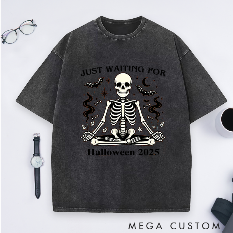 Personalized Funny Halloween Yoga T-Shirt with Skeleton Meditation Design Perfect Gift for Yoga Lover and Halloween