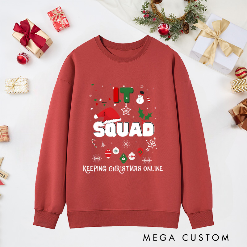Personalized It Squad Christmas Sweatshirts Tech Teams Sweatshirts Computer Technology Lovers Sweatshirts Christmas Gift for Geek Nerd