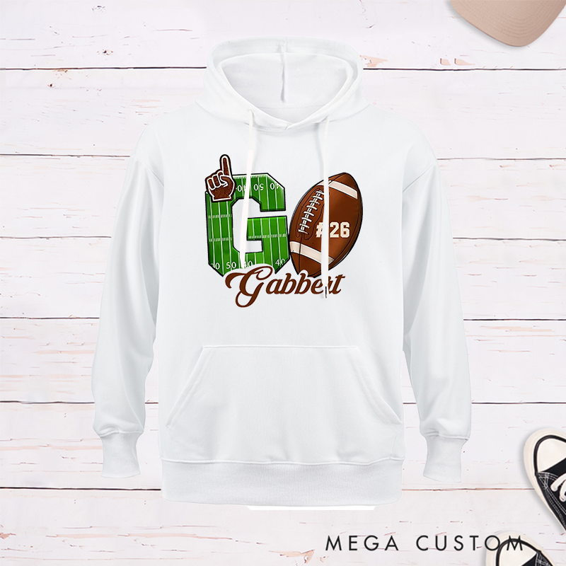 Personalized American Football Go Design Hoodie with Custom Name and Number