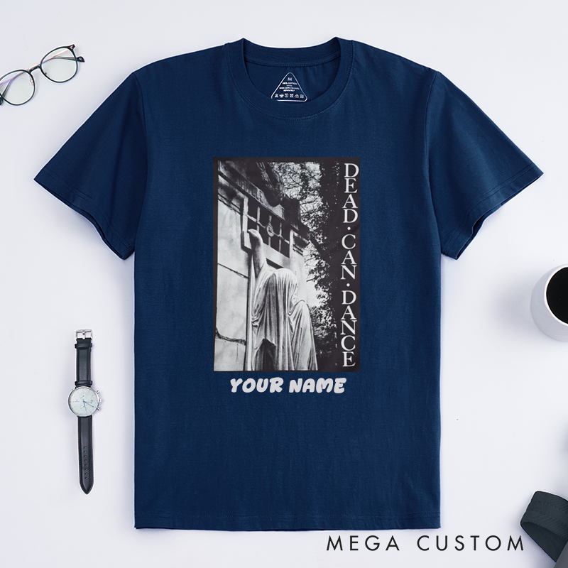 Personalized Gothic Art Statue T-Shirts for Men and Women Unique Vintage Dead Dance Graphic Tee Custom Name Gift for Friends Family Lovers