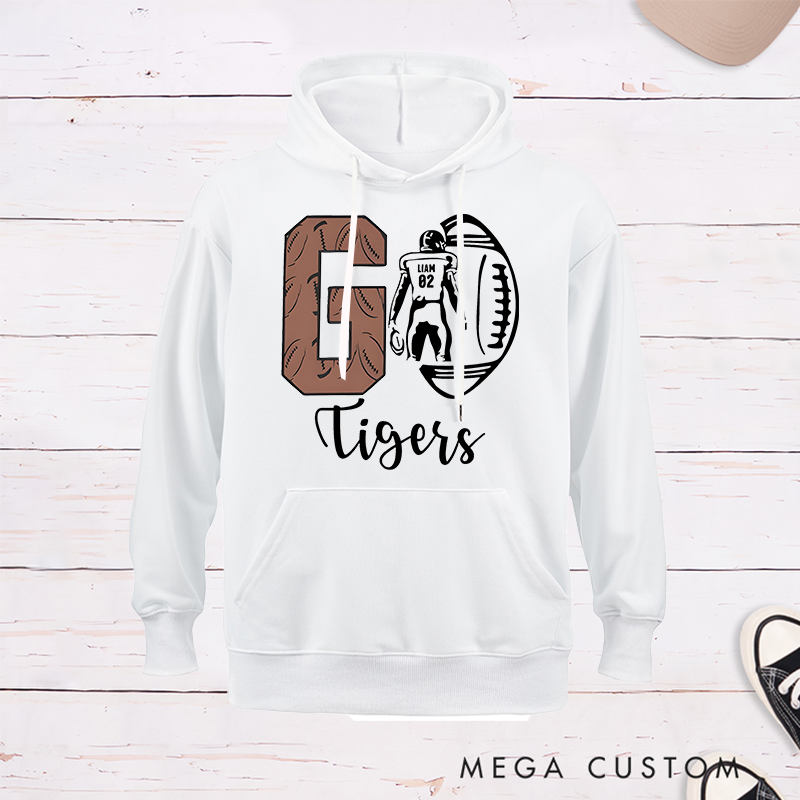 Personalized American Football Element Go Hoodie with Custom Name and Number