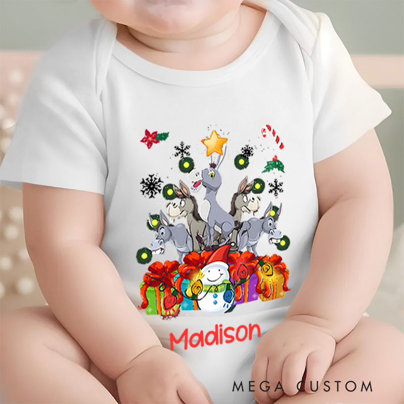 Personalized Christmas Characters Baby Onesie Perfect for a Playful and Joyful Holiday Celebration Baby Onesie