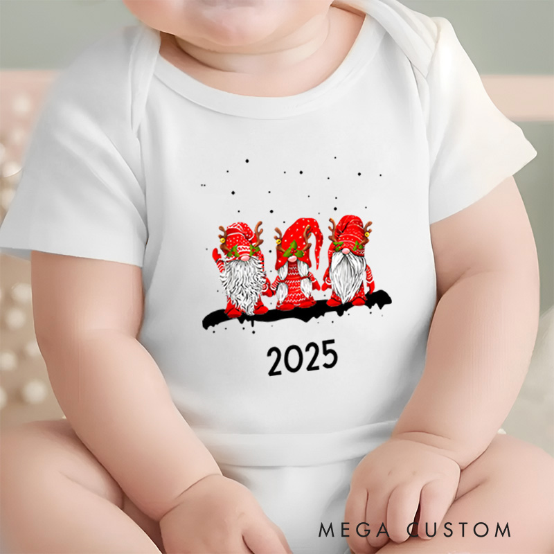 Personalized Christmas Gnomes Baby Onesie Perfect for Adding a Whimsical Touch to Holiday Outfits Baby Onesie