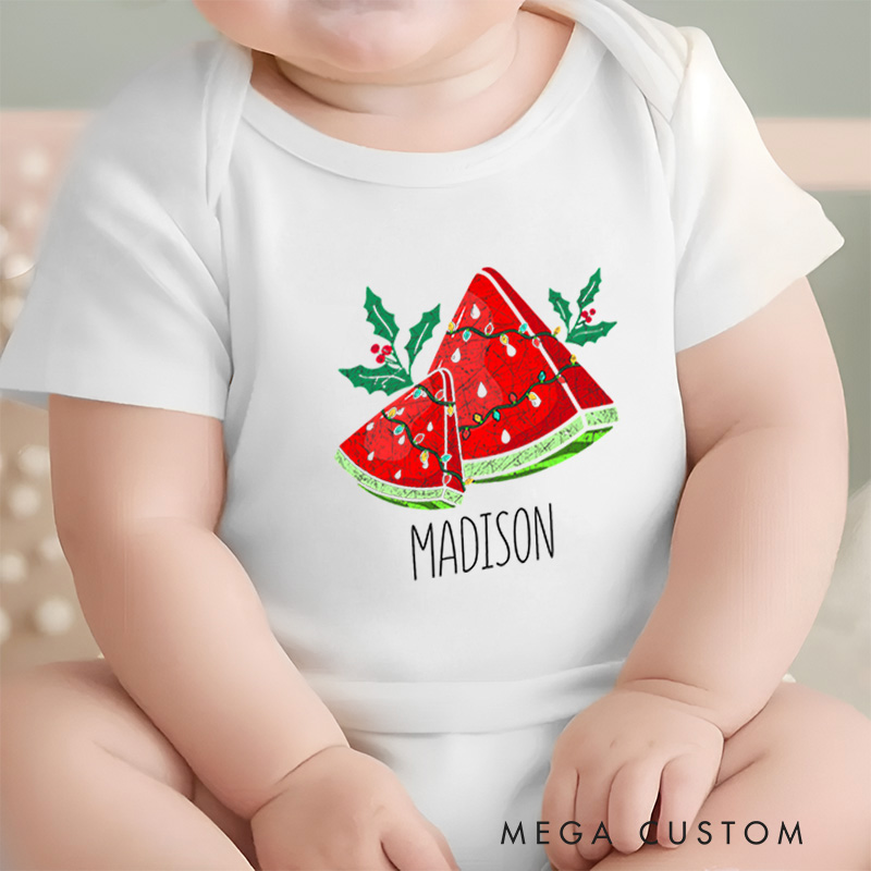 Personalized Christmas Present Baby Onesie Perfect for Celebrating the Holiday Spirit with Joy Baby Onesie