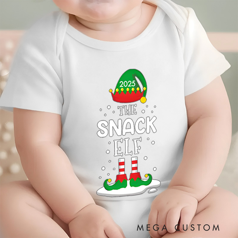 Personalized Snack Elf Baby Onesie Perfect for Adding Playful Fun to Holiday Gatherings Baby Onesie