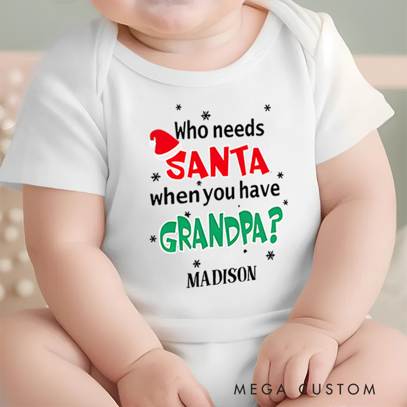 Personalized Santa and Grandpa Baby Onesie Perfect for Adding Humor and Love to Holiday Celebrations Baby Onesie
