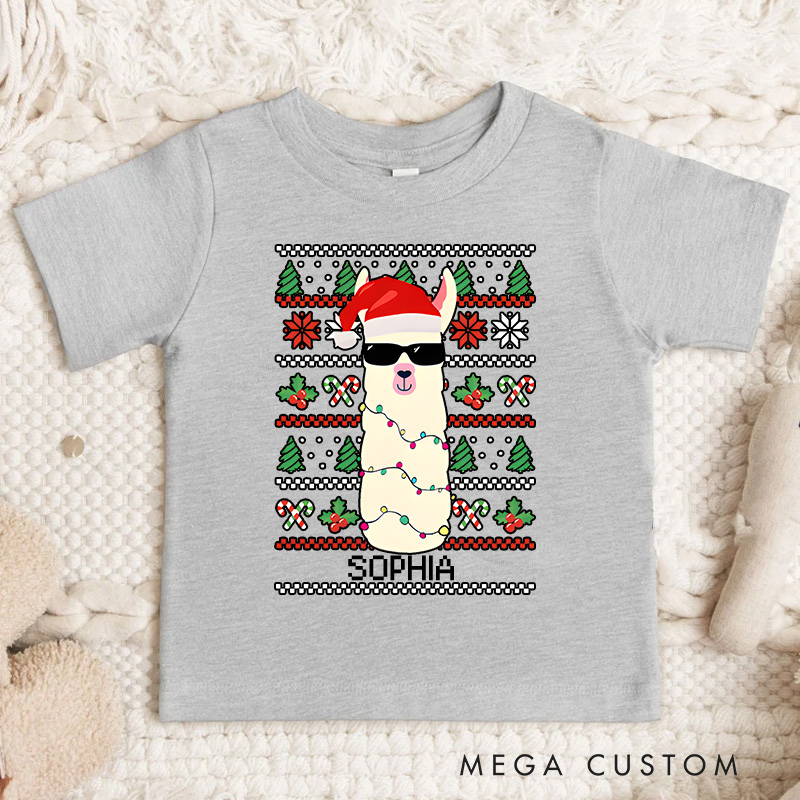 Personalized Snowman with Santa Hat and Scarf Christmas Kids T-Shirt
