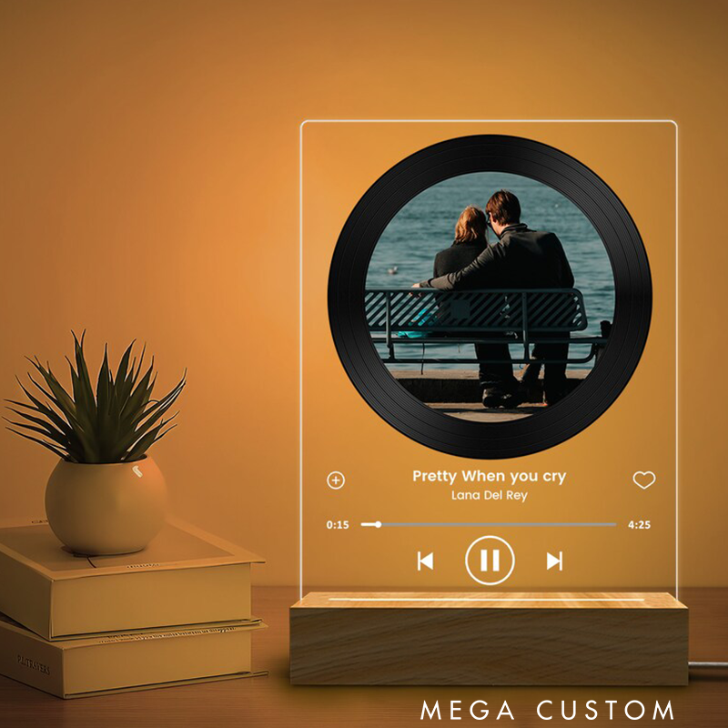 Personalized Music Photo Name Night Light Custom Photo Music Plaque Personalized Song Acrylic Plaque Bedroom Decor