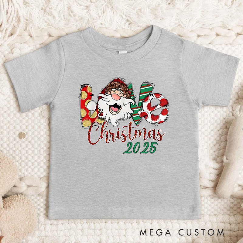 Personalized Santa and Candy Cane with Festive Text Christmas Kids T-Shirt