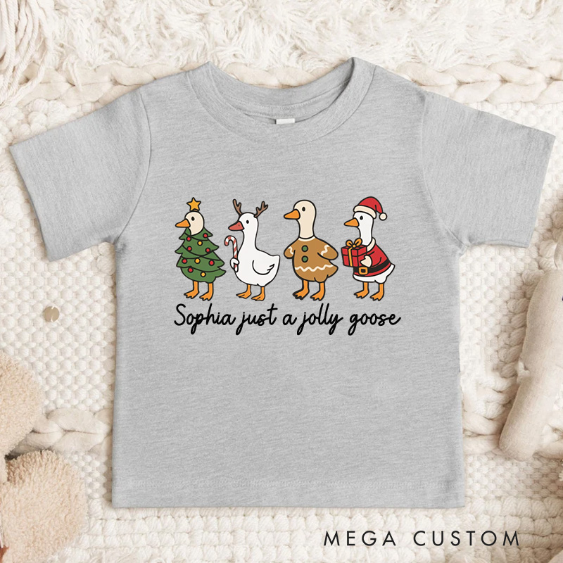 Personalized Just A Jolly Goose Kids T-Shirt Xmas Gifts