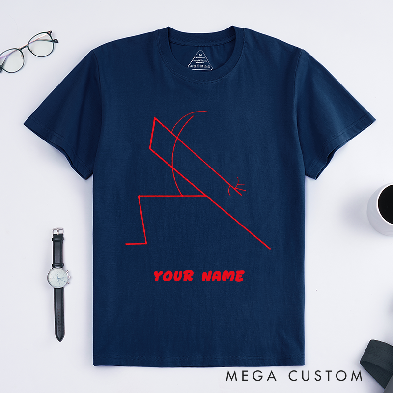 Personalized Abstract Geometric Figure Dance Unisex T-Shirts Custom Name Minimalist Red Line Art Unique Gift for Friends Family Casual Wear