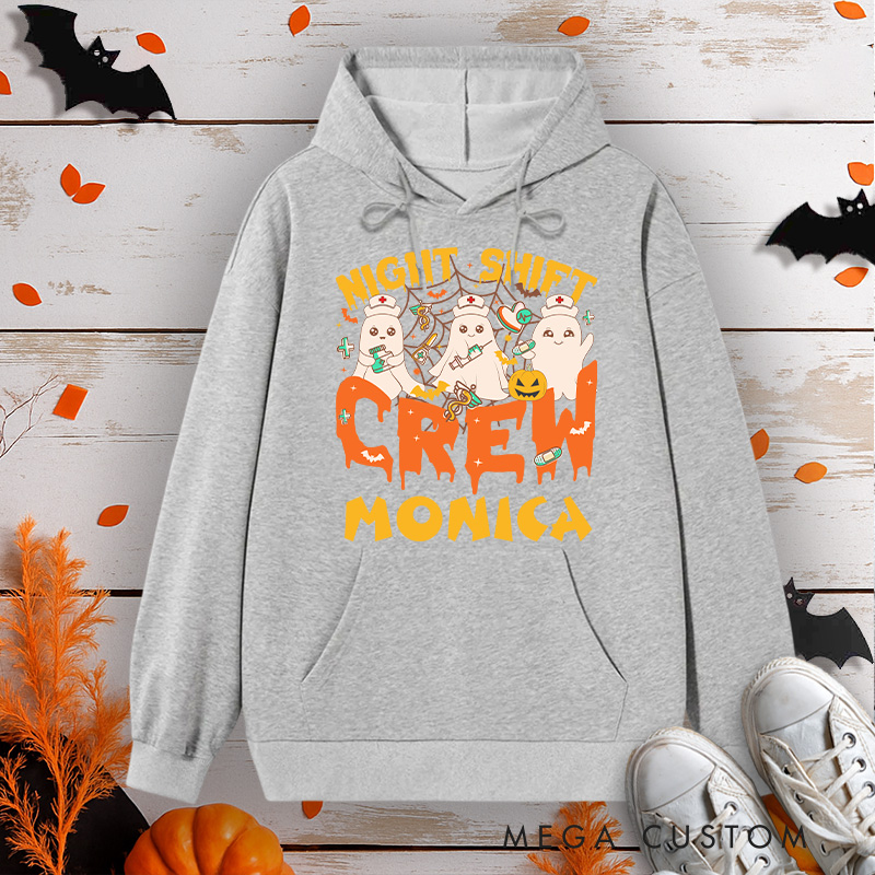 Personalized Hoodies for Nurse Customized Night Shift Crew Design Hoodies Halloween Nurse Hoodie