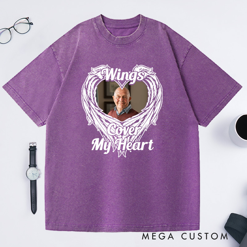 Personalized Memorial Washed T-Shirt Custom Funeral Photo Shirt Remembrance Shirt Sympathy T-Shirt for Loss of Father or Loved One Condolence Gift