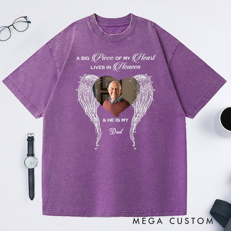 Personalized Memorial Photo Angel Washed T-Shirt Custom in Loving Memory Shirt Funeral Remembrance Tee Memorial Gift
