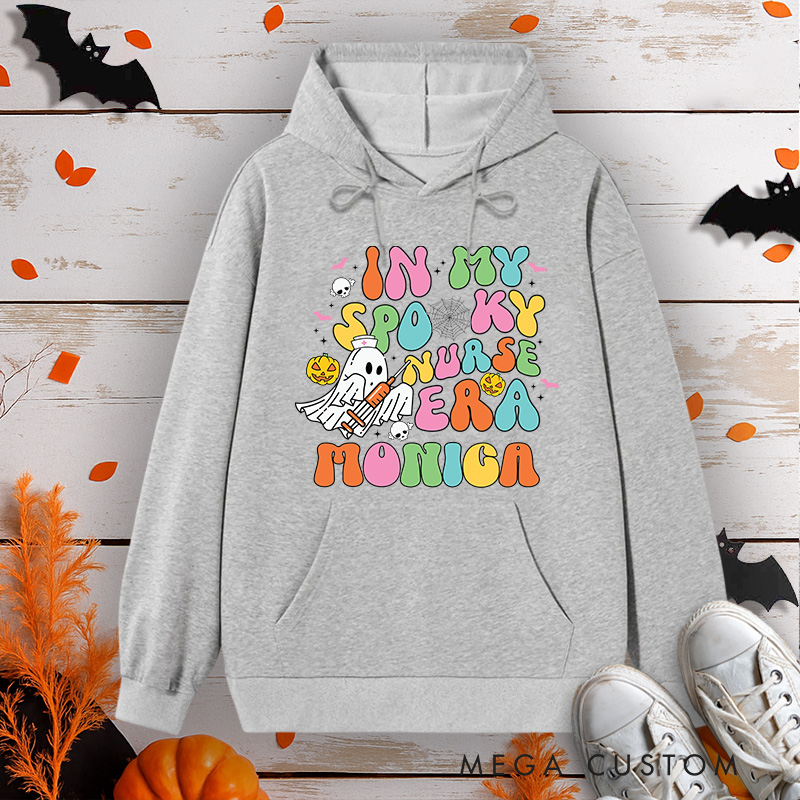 Personalized Hoodies for Nurse Customized In My Spooky Nurse Era Design Hoodies Halloween Nurse Hoodie