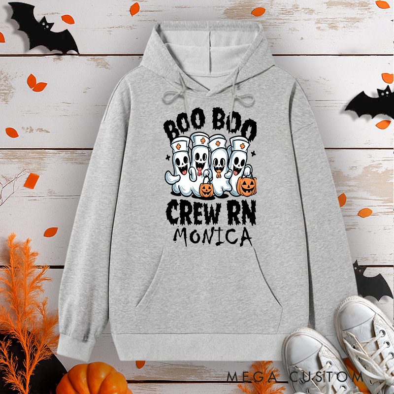 Personalized Hoodies for Nurse Customized Boo Boo Crew RN Design Hoodies Halloween Nurse Hoodie