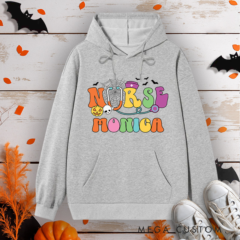Personalized Hoodies for Nurse Customized Colorful Nurse Design Hoodies Halloween Nurse Hoodie