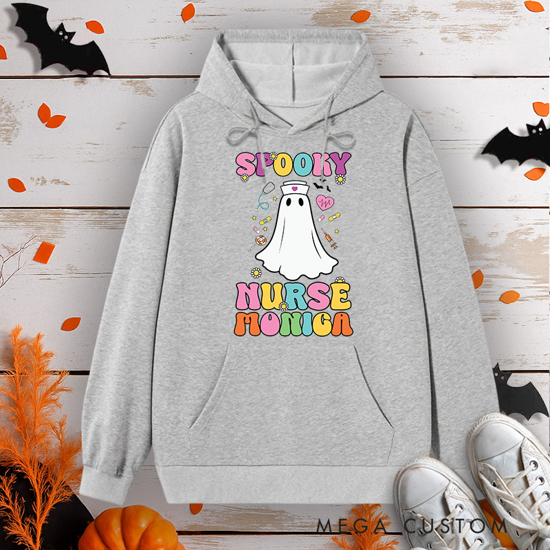 Personalized Hoodies for Nurse Customized Spooky Nurse Design Hoodies Halloween Nurse Hoodie