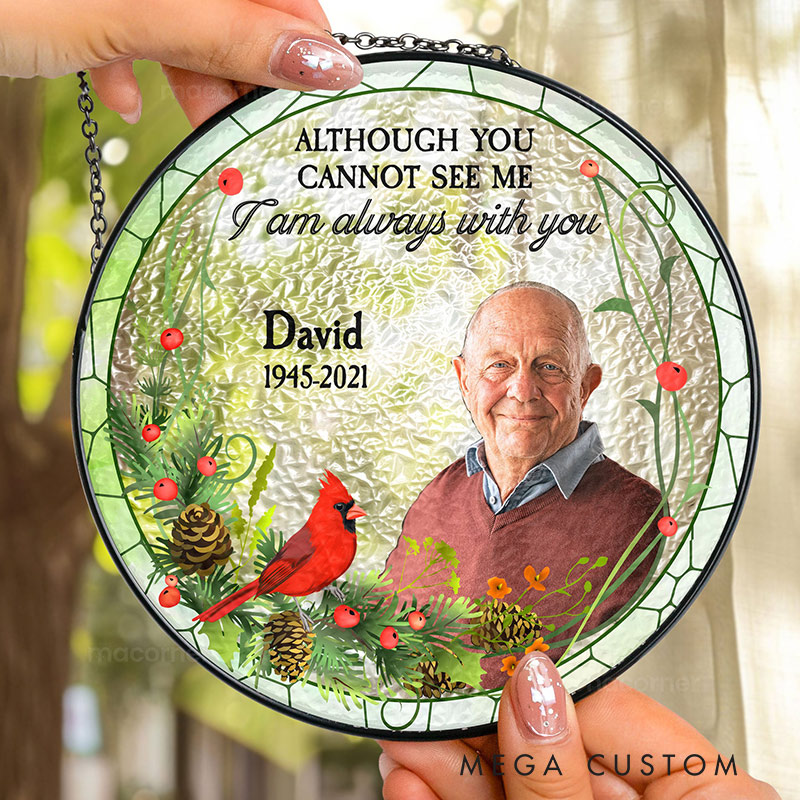 Personalized Photo Stained Glass Window Hanging Suncatcher I'm Always With You Suncatcher Sympathy Gift