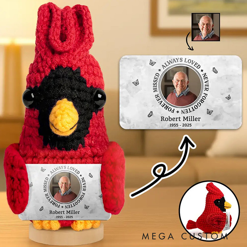 Personalized Photo Memorial Always Loved Never Forgotten Custom Doll Crochet With Custom Card Remembrance Gifts