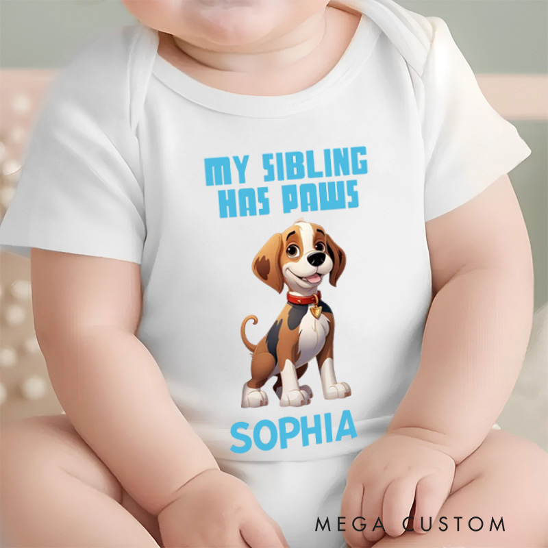 Personalized Adorable Pet Sibling Celebration with Cute Canine Companion Theme for Little Ones Baby bodysuit