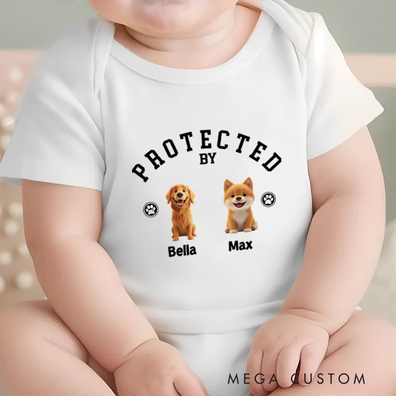 Personalized Playful Canine Guardianship with Adorable Dog Protectors Theme for Infants Baby Bodysuit