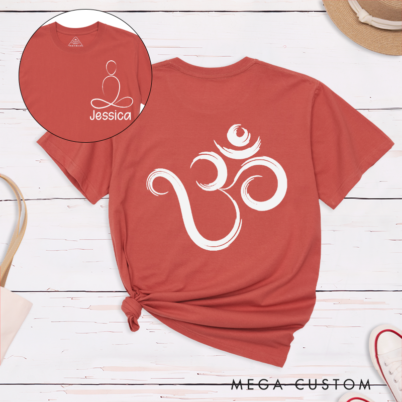 Personalized Om Symbol T-Shirt with Line Meditation Pattern Design Perfect Gift for Yoga Lover and Meditation