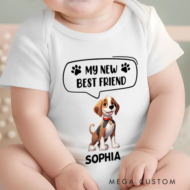 Personalized Our New Best Friend Baby Onesie