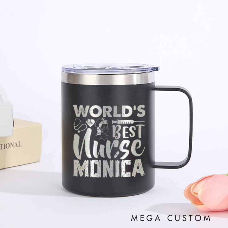 Personalized Laser Engraved Coffee Mug Custom World's Best Nurse Design Coffee Mugs Insulated Stainless Steel Mugs