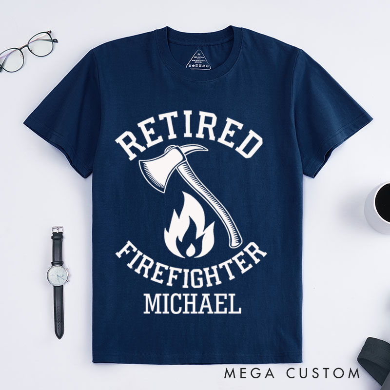 Personalized Firefighter T-Shirts Retired Firefighter Emblem Design Fashion Design T-Shirts