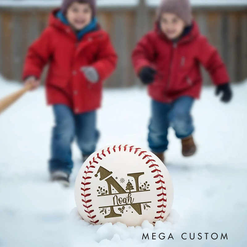 Personalized Christmas Baseball with Custom Name and Festive Design  
