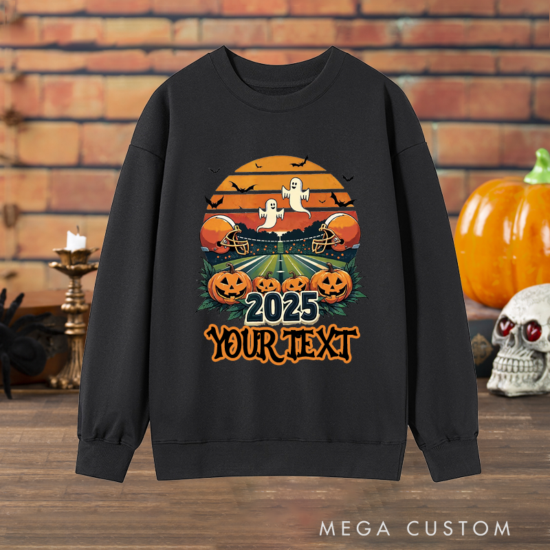 Personalized Halloween American Football Sweatshirt with Custom Your Text and Year for a Unique Touch