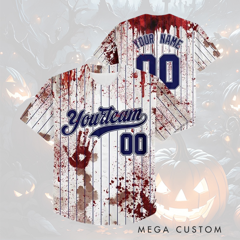 Personalized Creepy Baseball Jersey for Halloween with Customizable Text  