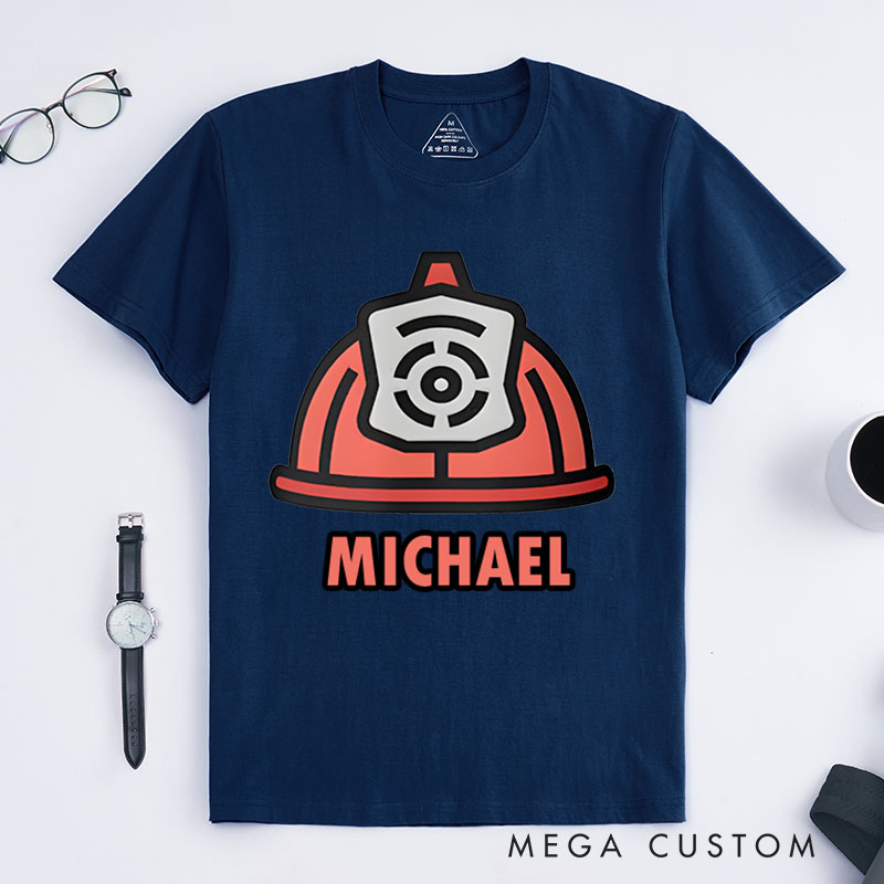 Personalized Firefighter T-Shirts Minimalist Firefighter Helmet Fashion Design T-Shirts