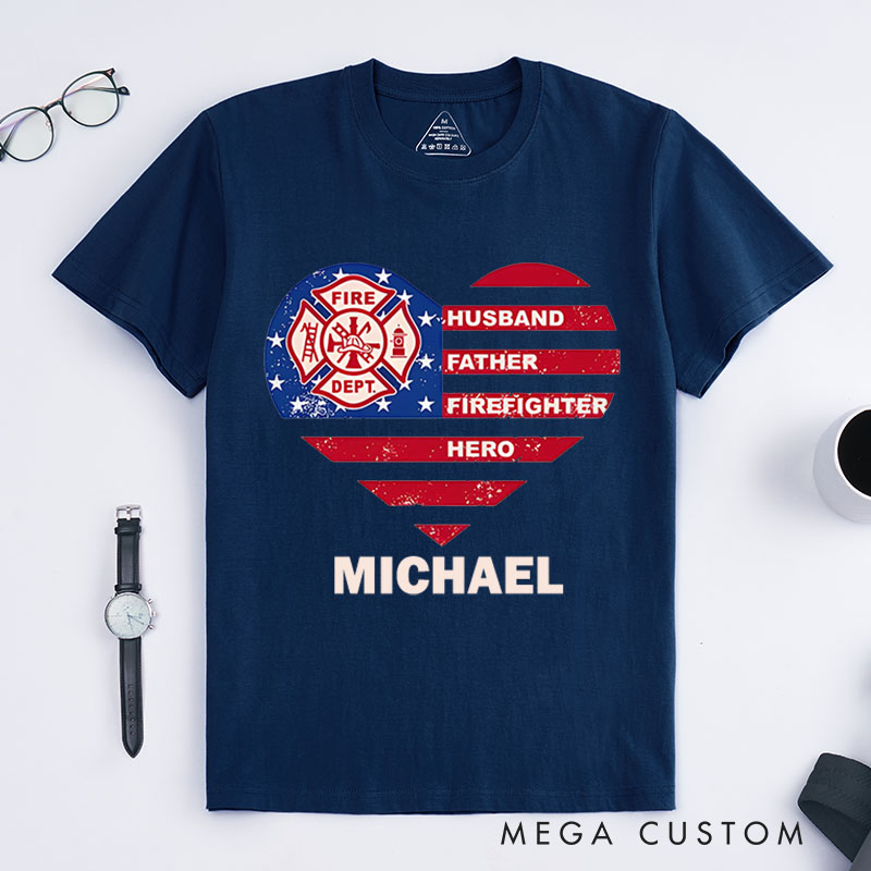 Personalized Firefighter T-Shirts Firefighter Heart Hero Fashion Design T-Shirts