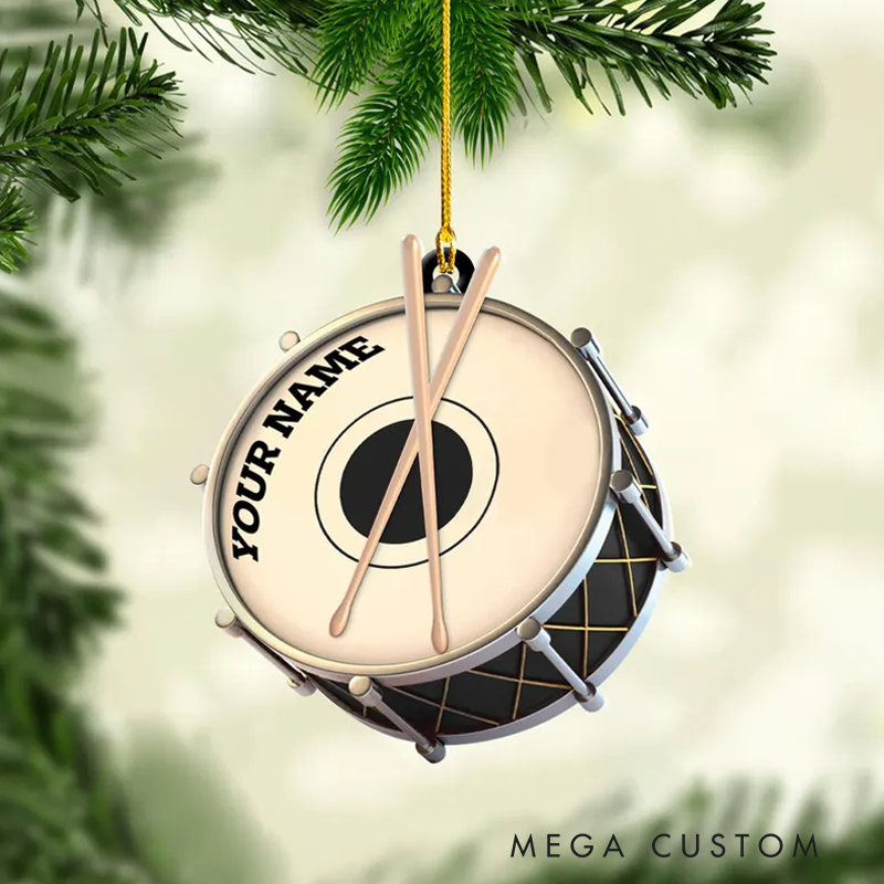 Personalized Drum Ornament for Music Lover Drum Ornaments for Christmas Tree Gift for Drummer Drummer Gifts