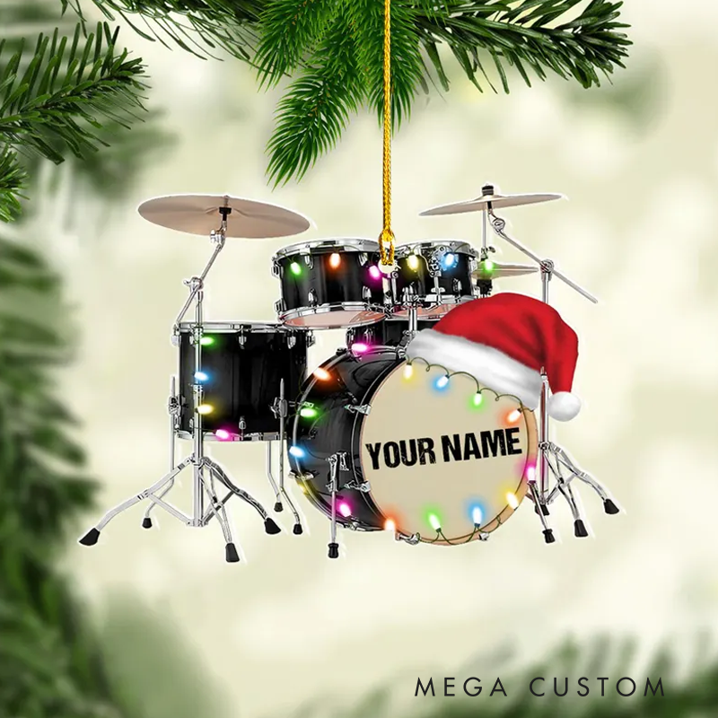 Personalized Drum Ornament for Music Lover Drum Ornaments for Christmas Tree Gift for Drummer Drummer Gifts