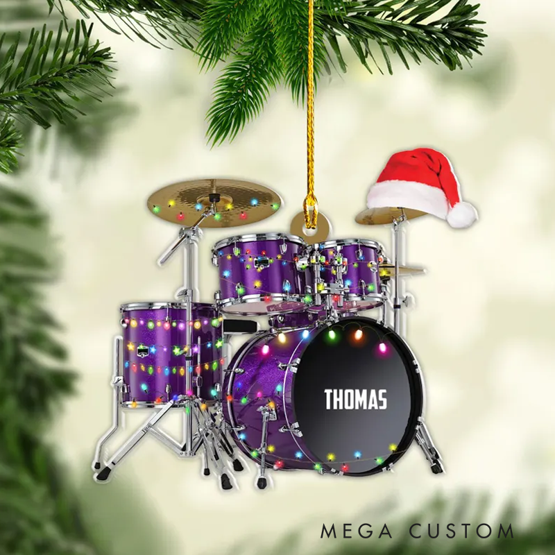 Personalized Drum Acrylic Christmas Ornament Gift for Drum Lover and Musician