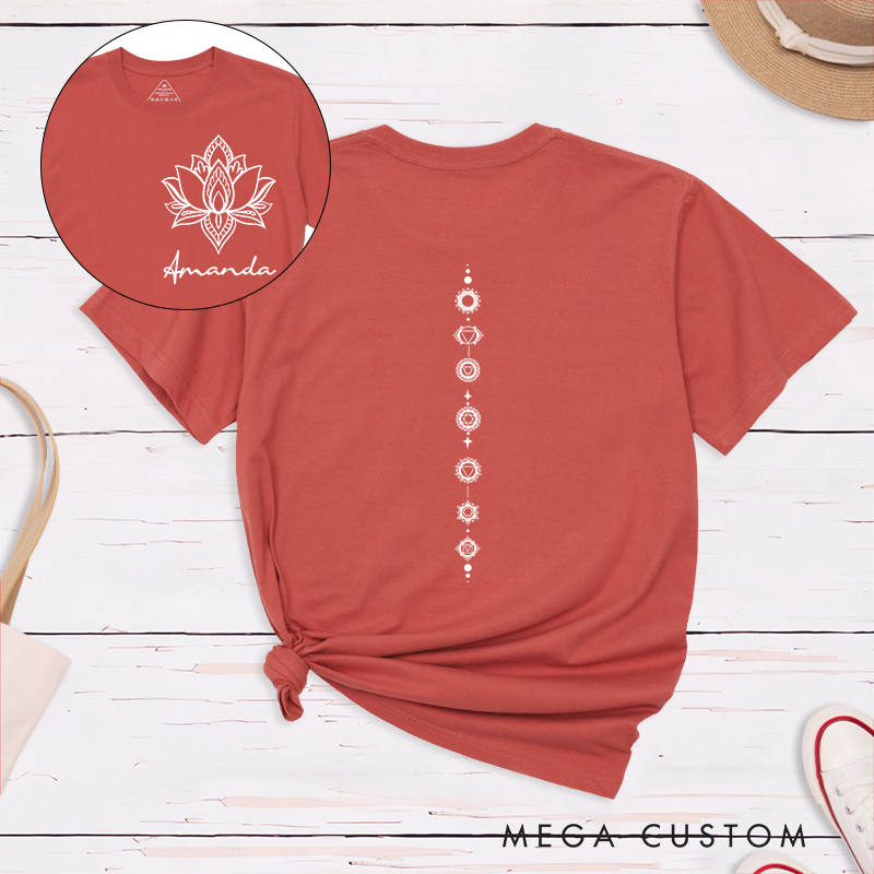 Personalized Yoga Chakra T-Shirt with Lotus and Energy Design Perfect Gift for Yoga Lover and Meditation