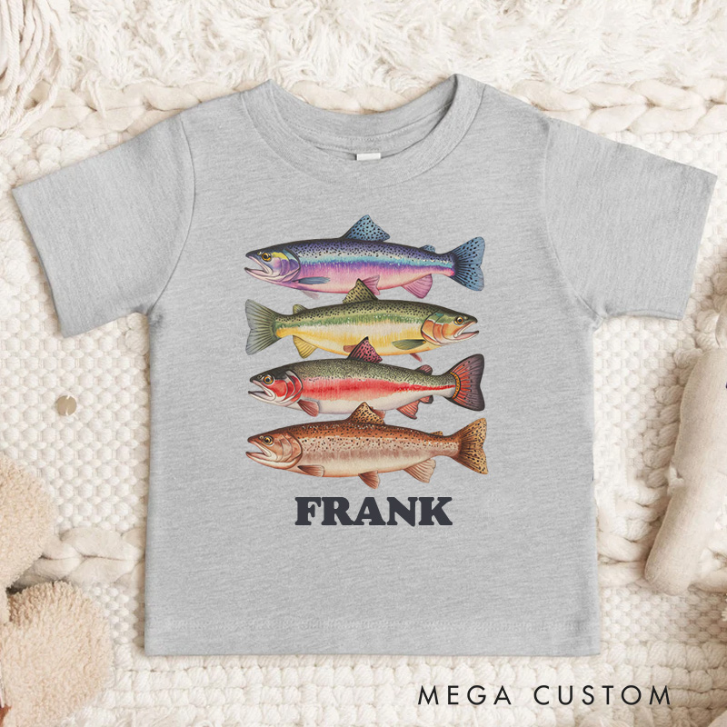 Personalized Colorful Fish with Name Kids T-Shirt 