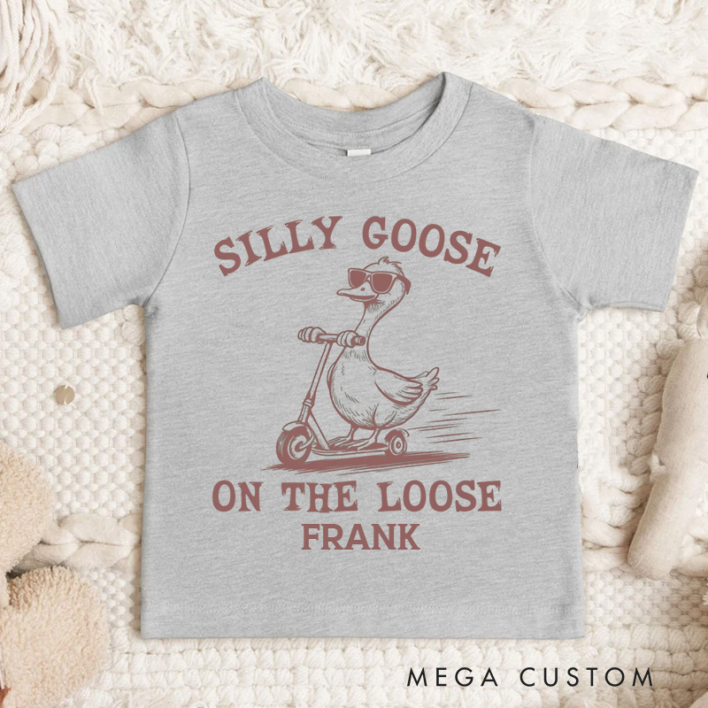 Personalized Silly Goose on The Loose Kids T-Shirt 