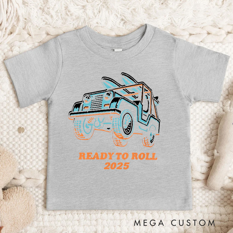 Personalized Ready to Roll Jeep Graphic Kids T-Shirt