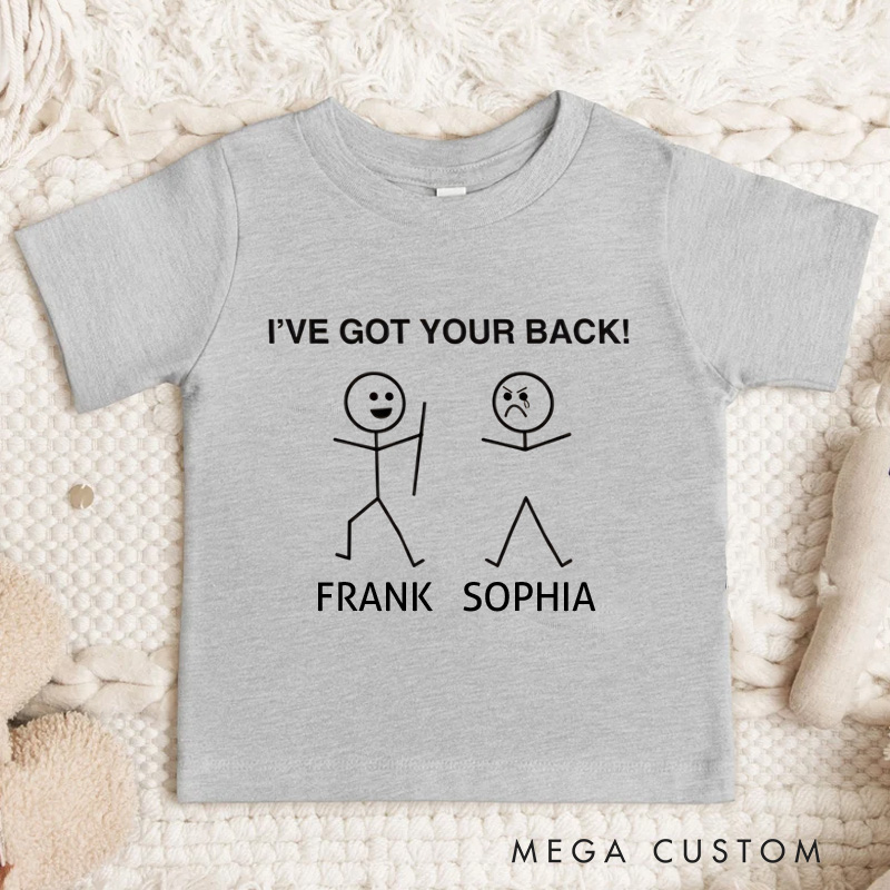 Personalized Stick Figure I've Got Your Back Kids T-Shirt 