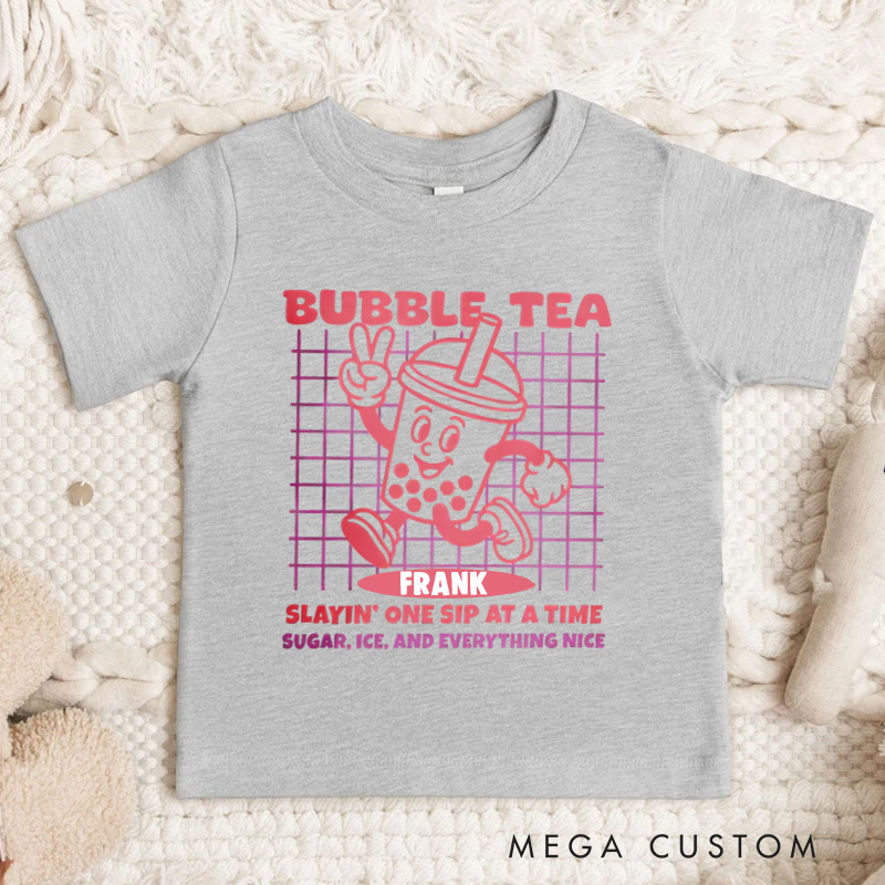 Personalized Bubble Tea Menu Funny Graphic Kids T-Shirt