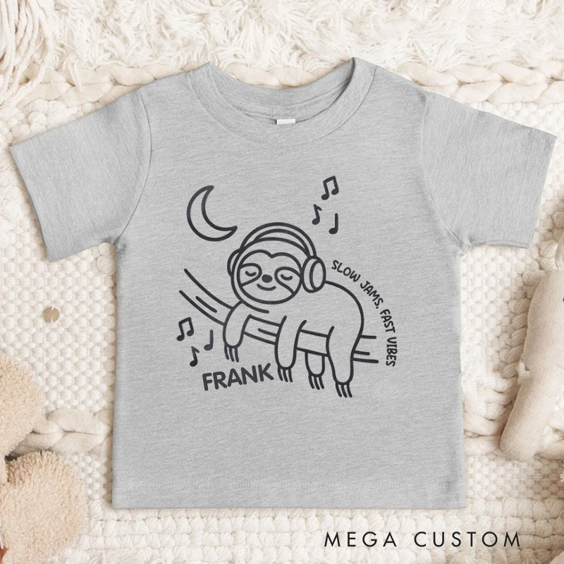 Personalized Sloth Relaxing Under Moon Kids T-Shirt